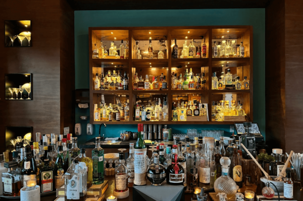 expansive bar with many bottles